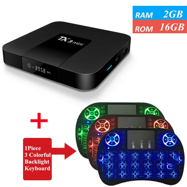 TX3 мини 2G 16G Android 7,1 ТВ приставка Amlogic S905W четырехъядерный 1 ГБ 8 ГБ VP9 HDR 4K H.265 медиаплеер - Цвет: 2G 16G I8 Backlight