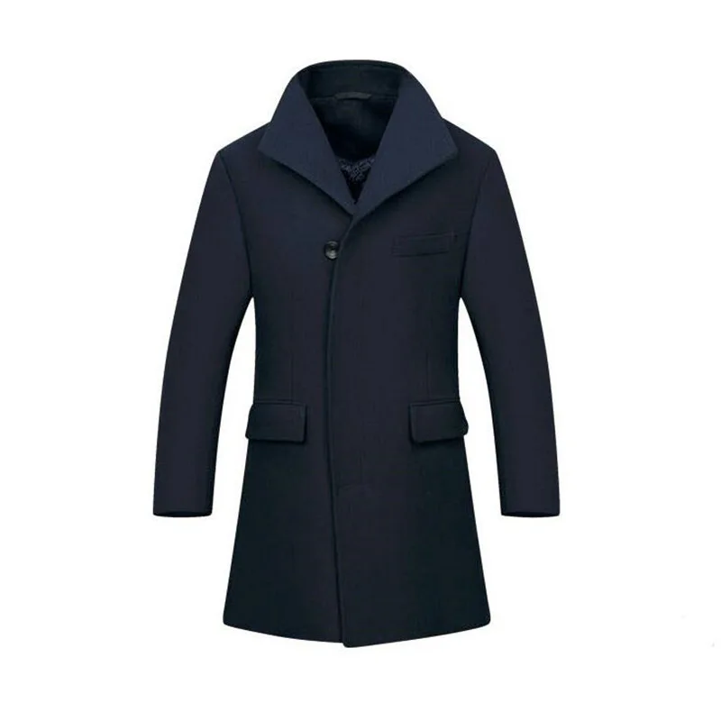 

Classic Autumn Winter Casual Men Wool Coats Warm Jackets Slim Single Breasted Outwear Solid Overcoats Plus Size M-XXXL