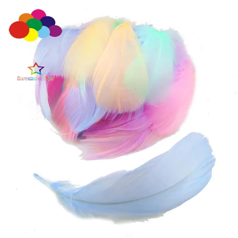 Multi Color Diy 100 шт./лот морской зеленый гусиное перо 4-7 см 1-2 дюймов сценический реквизит Ловец снов Карнавальная маска украшения - Цвет: Multi Color