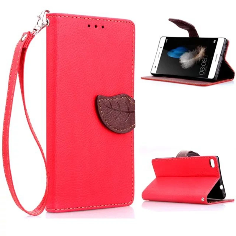 For Huawei Ascend P8 Lite Stand Function 2 Card Holder Wallet Cover Fundas Case Leaf Clasp PU Leather | Мобильные телефоны и
