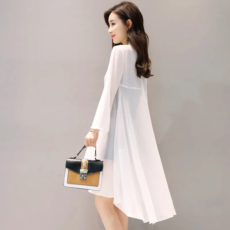 Женский шифоновый кардиган с защитой от солнца асимметричный пляжный свободного