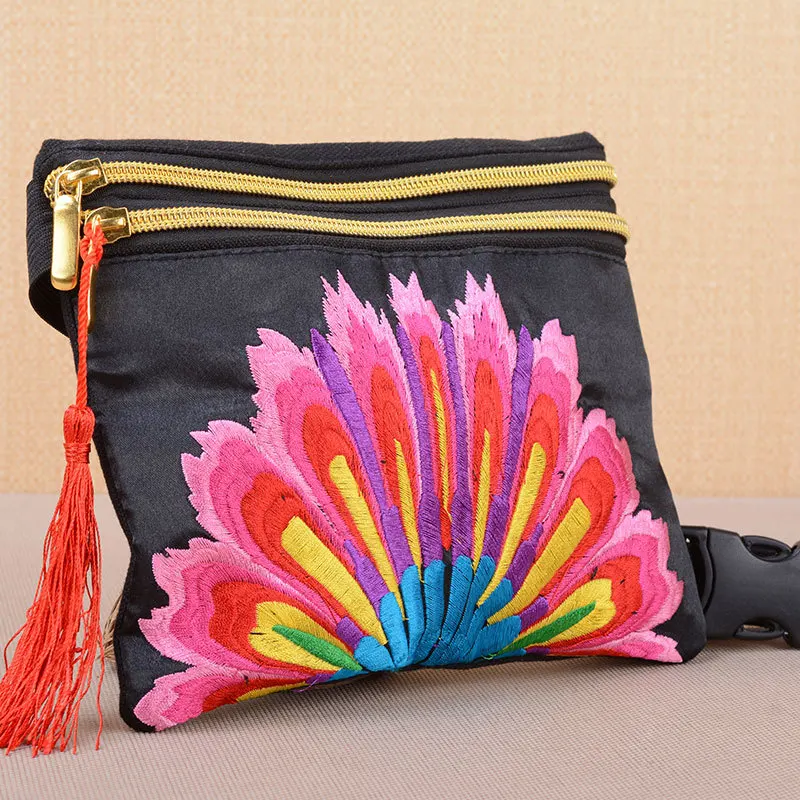 Брендовые женские сумки с вышивкой холщовые поясные в национальном стиле