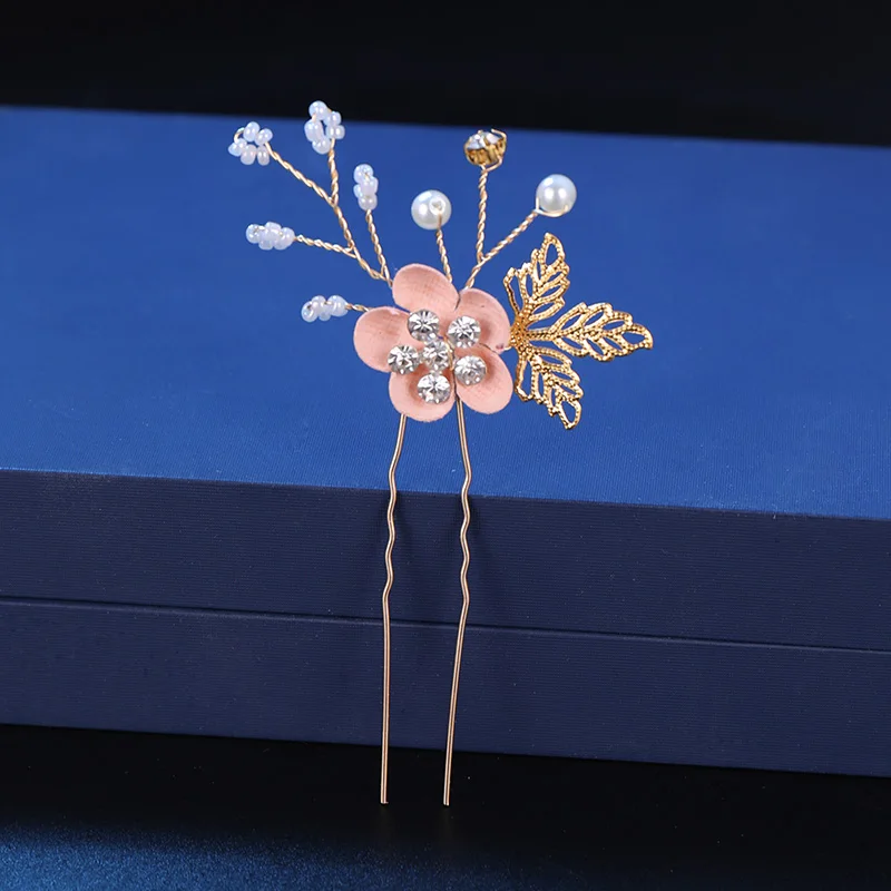 Модные заколки для волос с розовыми синими цветами жемчужинами гребни