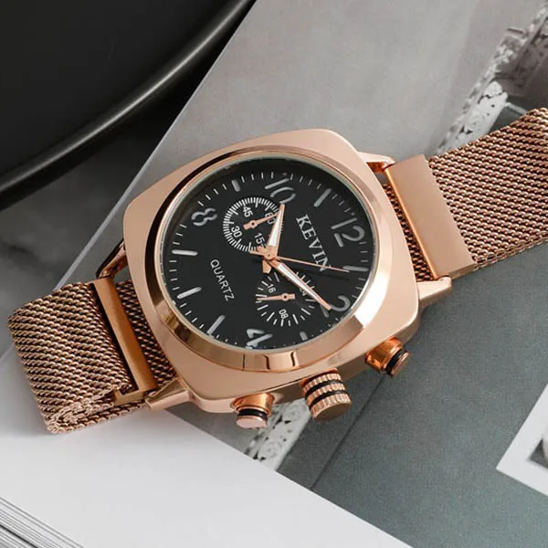 Gold Black Женские часы с магнитным миланским сетчатым ремешком, часы из розового золота, квадратные часы для женщин, женские модные нейлоновые наручные часы, Montre Femme - Цвет: Gold Black