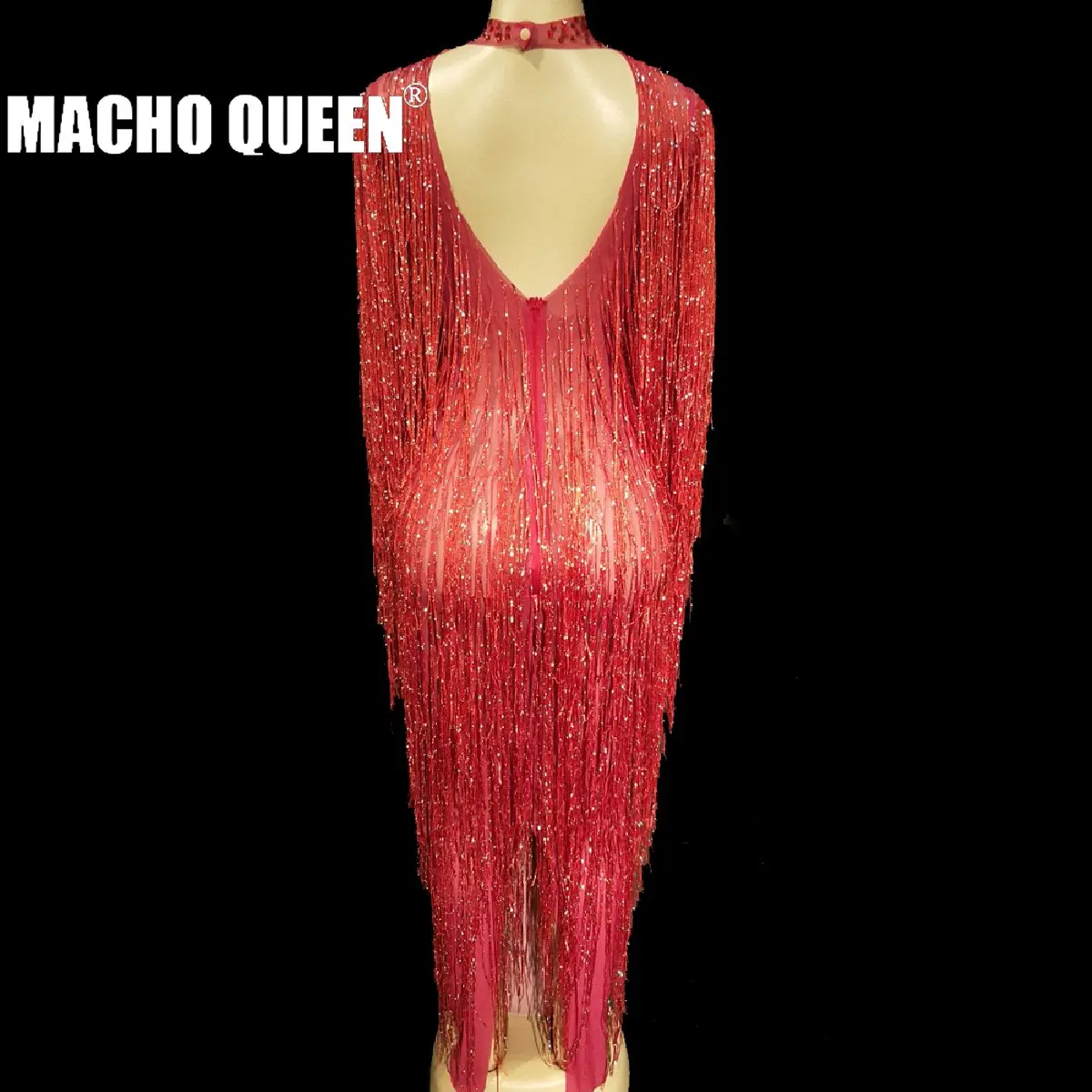 Женское платье с бахромой Drag Queen длинное вечернее для латинских танцев стразы