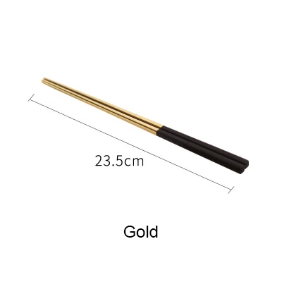 black gold 1 пара палочки для еды из нержавеющей стали Корея Нескользящие многоразовые западные покрытые черные столовые приборы с позолотой - Цвет: black gold