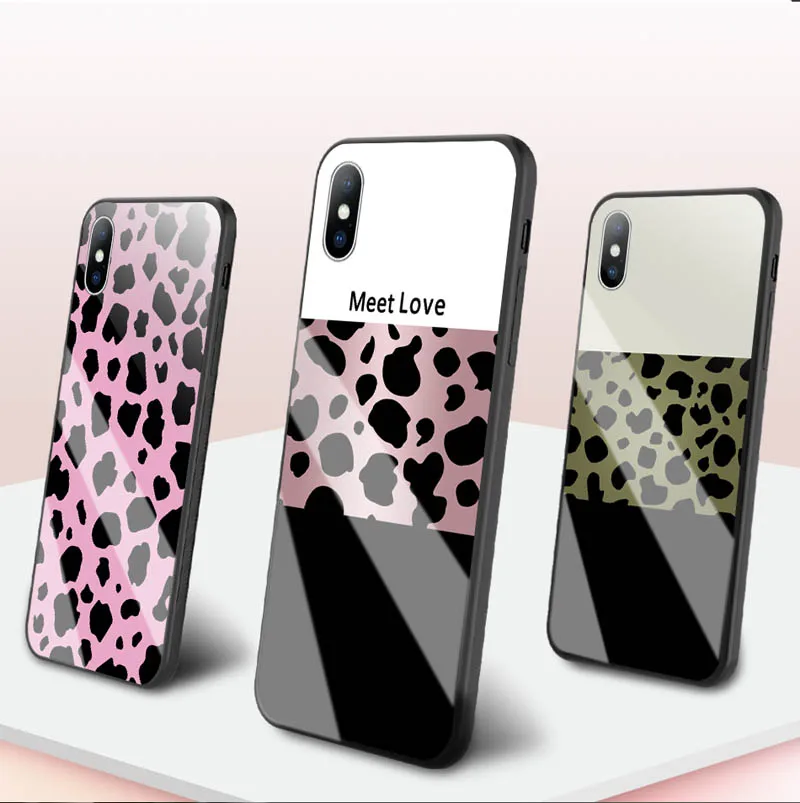 GTWIN Роскошный чехол из закаленного стекла для iPhone Xs Max Xr X 8 7 6 6s Plus с леопардовым принтом, защитная задняя крышка для телефона, чехол в виде ракушки