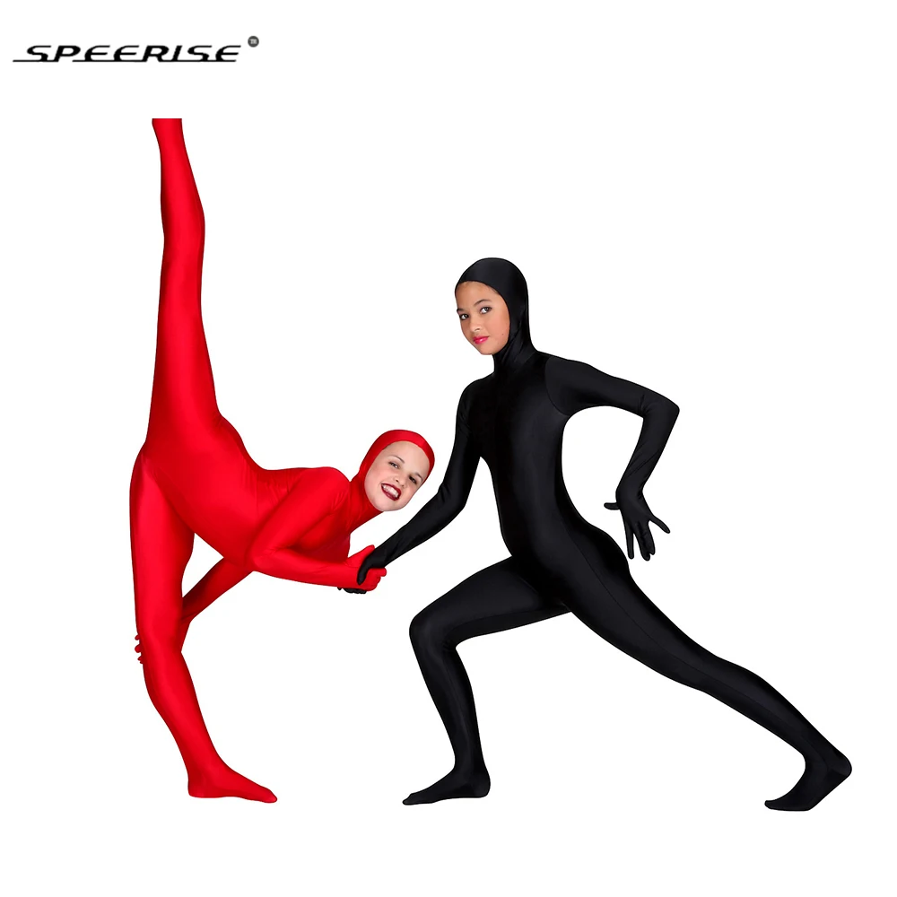 SPEERISE черные костюмы Зентаи с открытым лицом для мальчиков цельные колготки