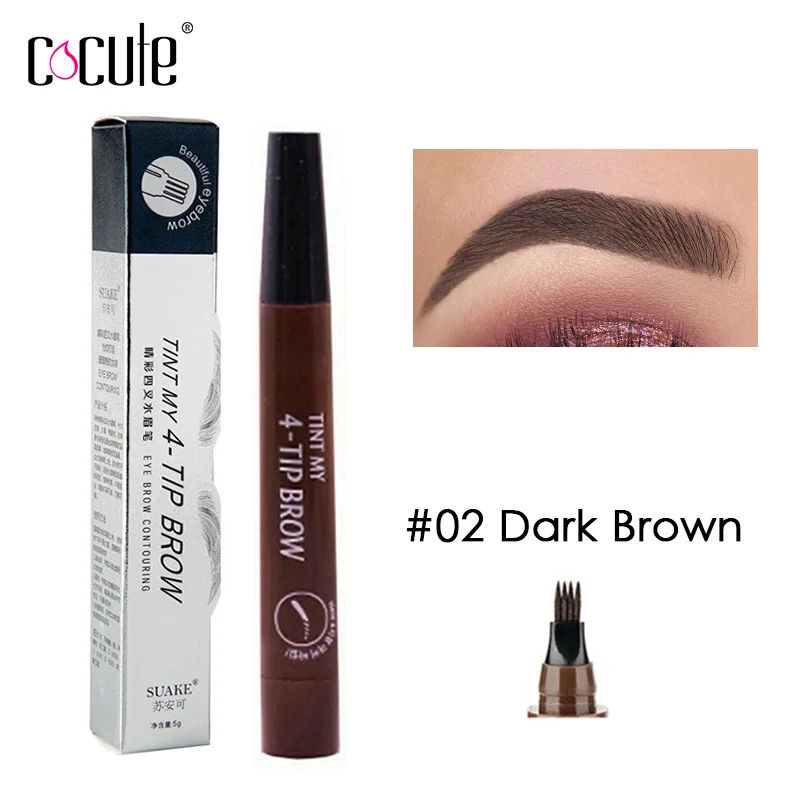 Карандаш для бровей Microblading 4 наконечника жидкая тату ручка 5 цветов краска макияж