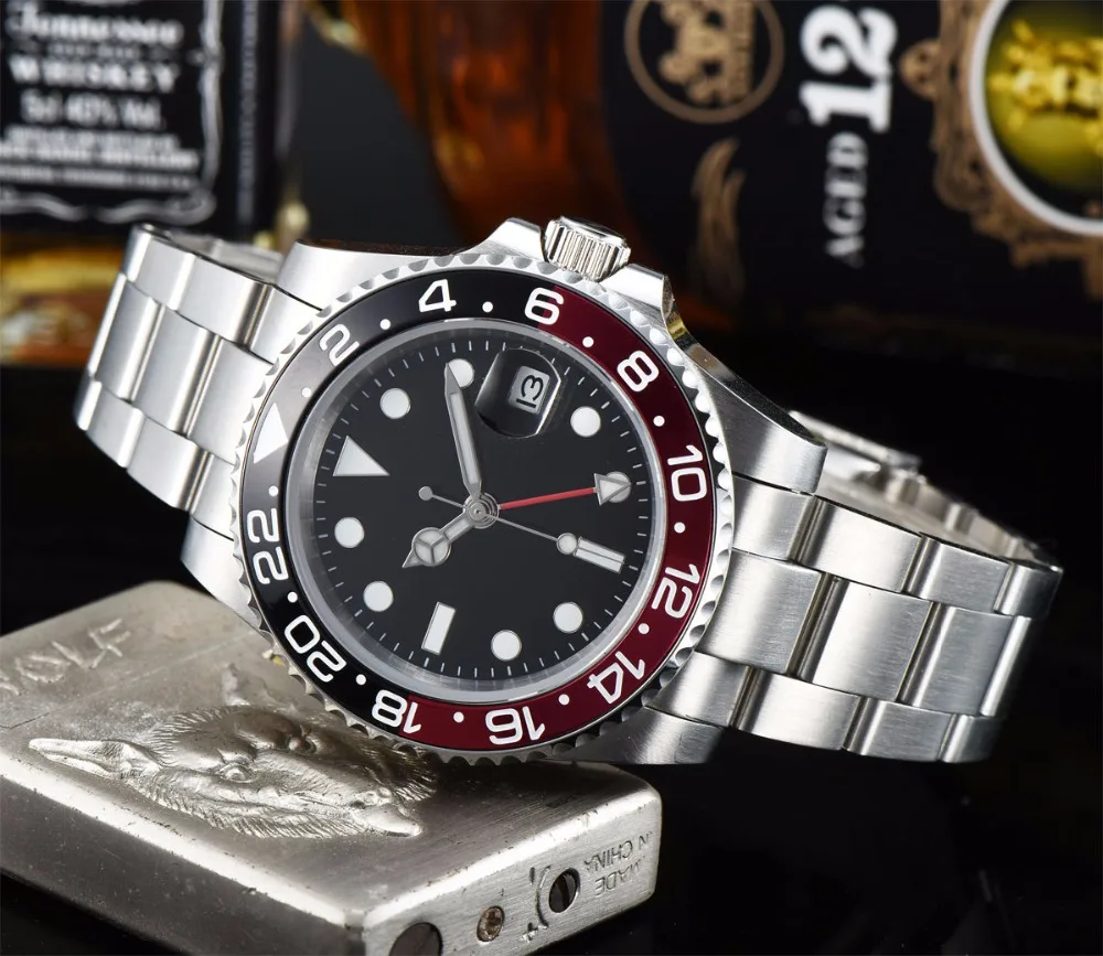 40 mm Corgeut GMT red and black bezel sapphire crystal glass sterile dial stainless steel for watch PEAL movement | Наручные часы