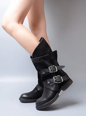 black (leather in) Бренд Prova Perfetto Евроамериканский Дизайн Обувь Из Кожи Коровы Натуральная Кожа Лоскутная Ткань Женская Обувь Модные Сапоги Толстая Подошва Нижняя Пряжа Ремень Сапоги - Цвет: black (leather in)