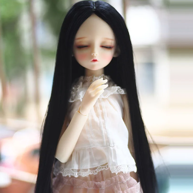 

New Arrival 1/3 1/4 1/6 Bjd SD Doll Wigs High Temperature Wire Black Colors Doll Wig For Dolls Hair