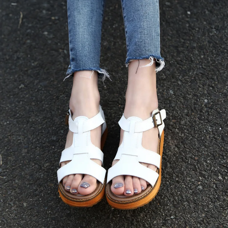 100% из натуральной кожи Босоножки в римском стиле Женская роскошная дизайнерская