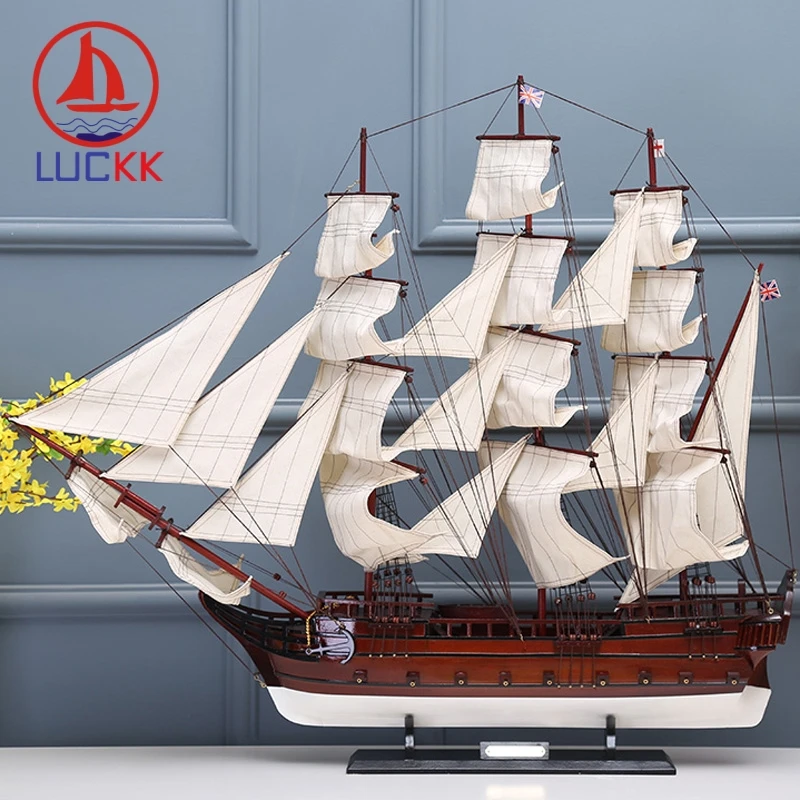 Деревянная модель корабля LUCKK 95 см 1807 лм Леопардовый цвет украшение для дома