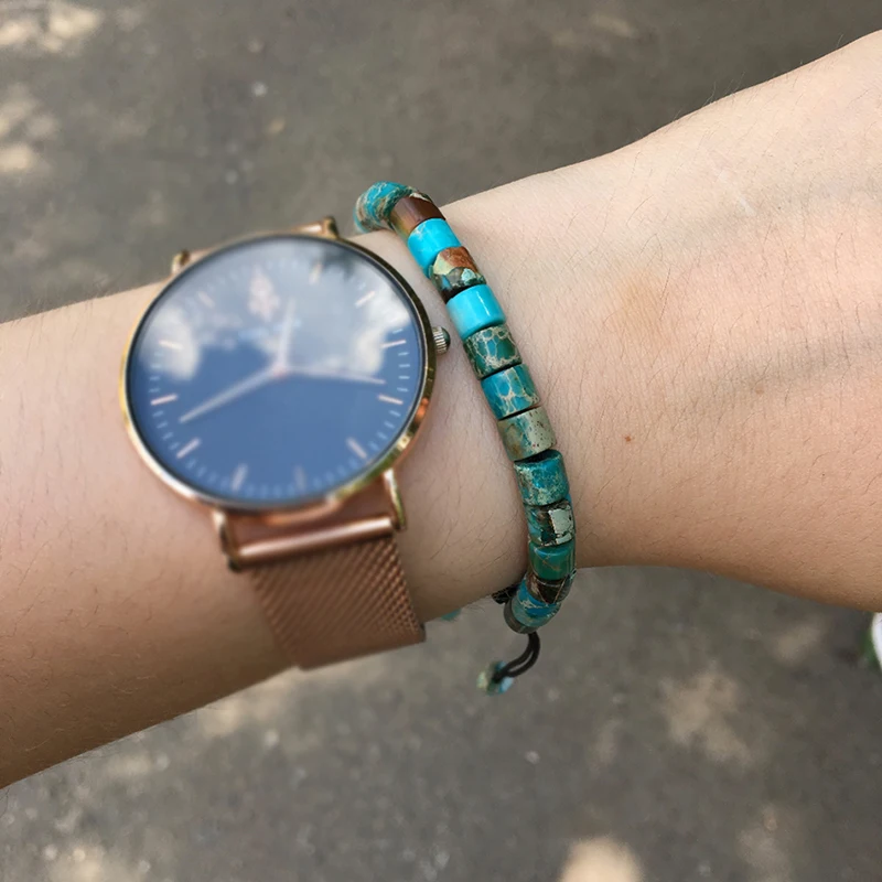 Браслет femme/Boho браслет Многоцветный бусины камень ручной работы плетеный