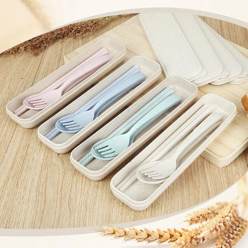 3 шт./компл. портативный набор посуды биоразлагаемые Экологичные пшеничные