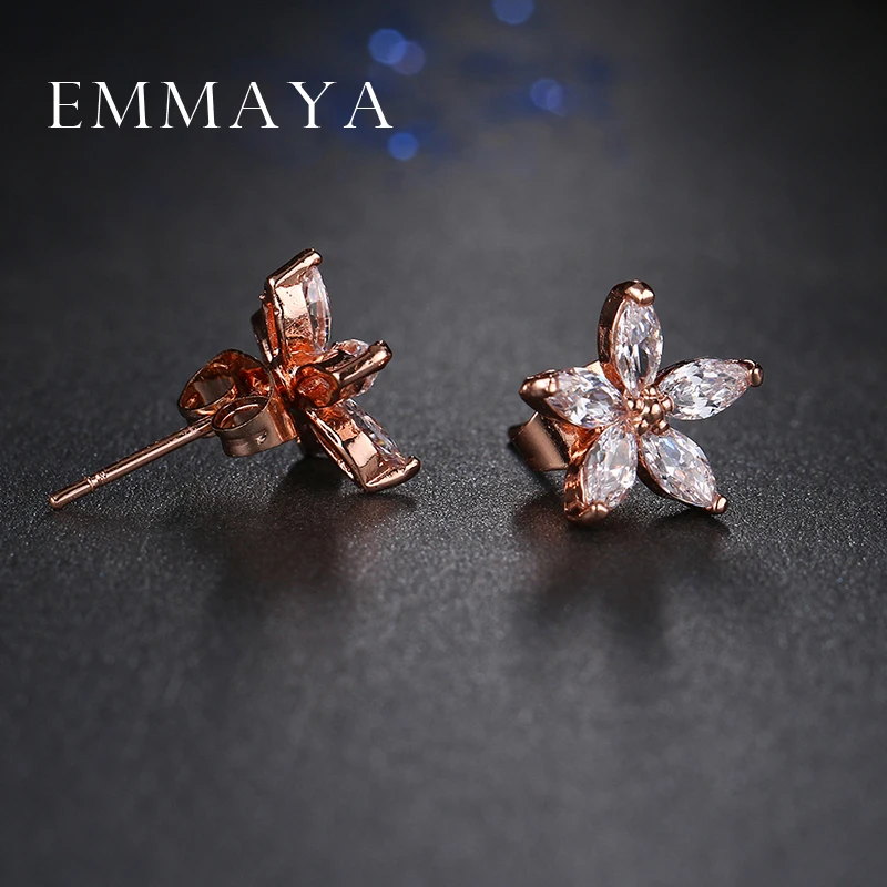 Лидер продаж модные популярные серьги гвоздики Emmaya в форме цветка с прозрачными