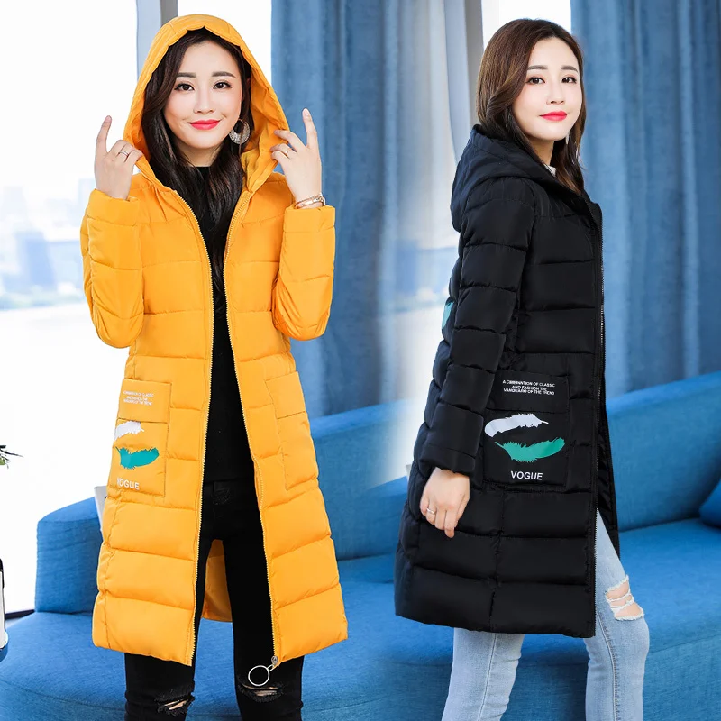 

Женские парки, пальто 2018, зимняя утепленная длинная куртка, пальто, Повседневная Верхняя одежда с капюшоном и принтом, женская одежда