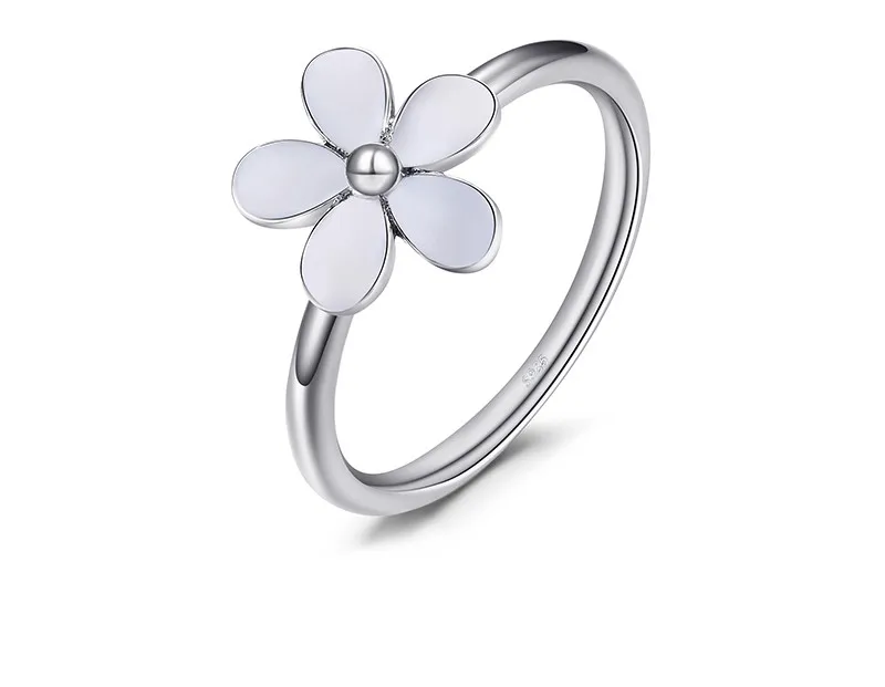 Jewelrypalace элегантный ромашка белая эмаль 925 Серебряное кольцо весенний цветок Юбилей подарок Для женщин Модные украшения