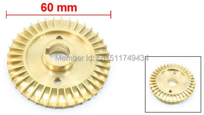 Часть водяного насоса двусторонняя диаметр 60 мм золотистое латунное рабочее