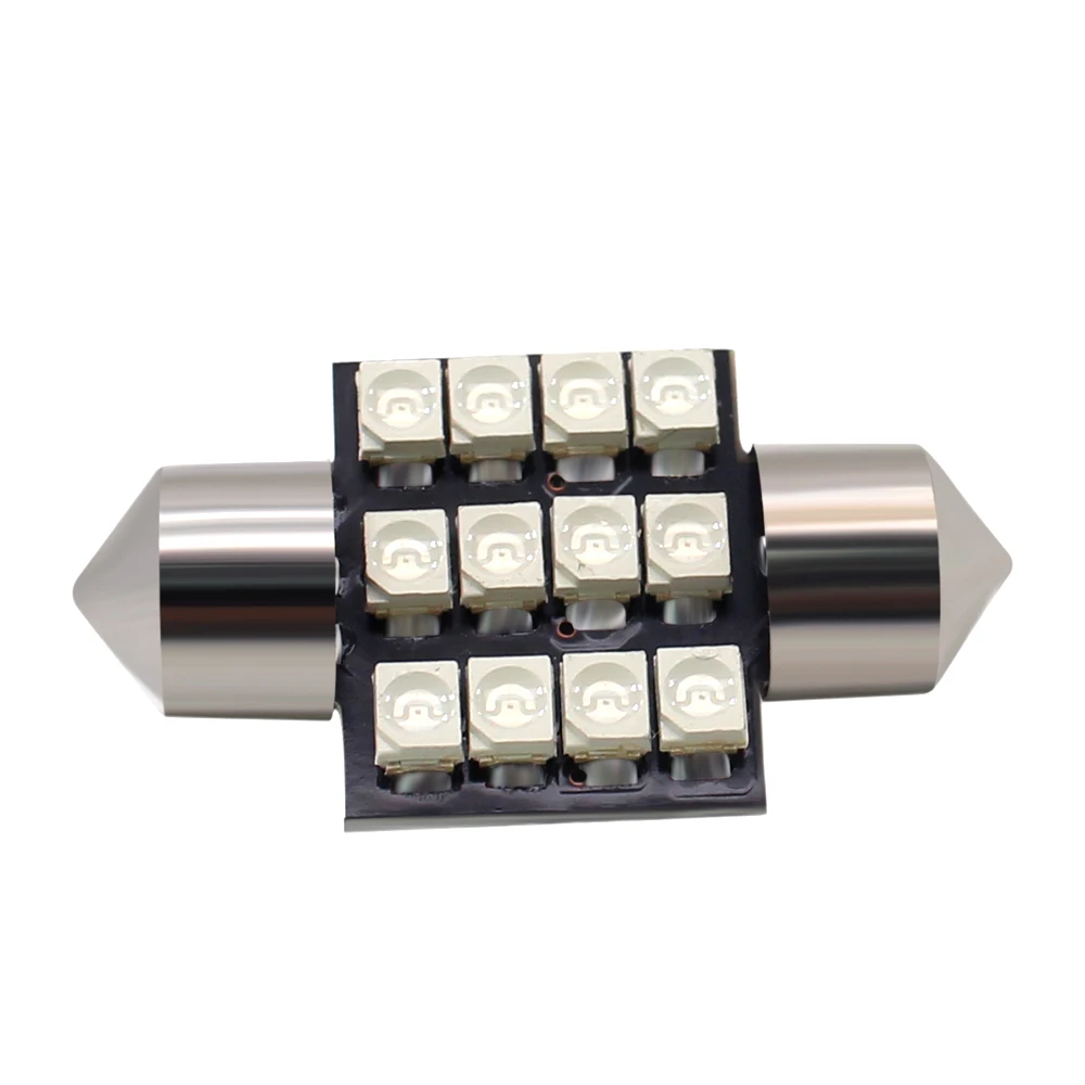 10 шт. гирлянда 31 мм светодиодный C5W C10W CANBUS 12 SMD 3528 Светодиодный лампы Белый красные, синие для авто Интерьер автомобильного салона ствол светильники 12V
