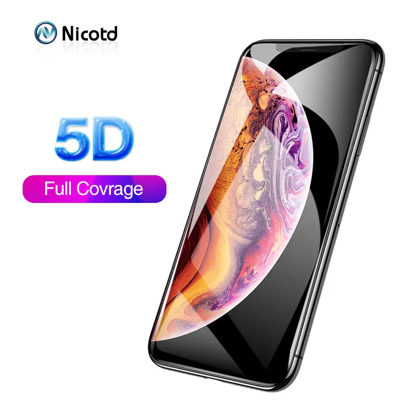Никотд 5D полное покрытие закаленное стекло для iPhone X XS 7 6s Plus Max Защита экрана XR 8