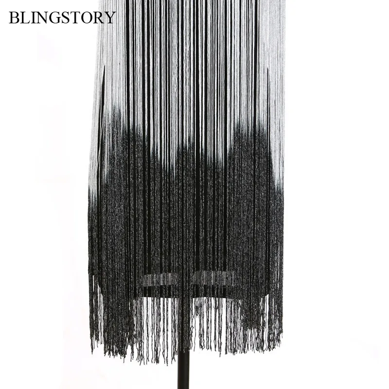 BLINGSTORY платье с открытыми плечами цепочкой и лямкой на шее 1920-х годов кисточка