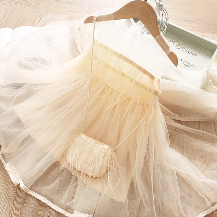 Новинка 2019 года вечерние платье с кисточками сумка Милая одежда для детей