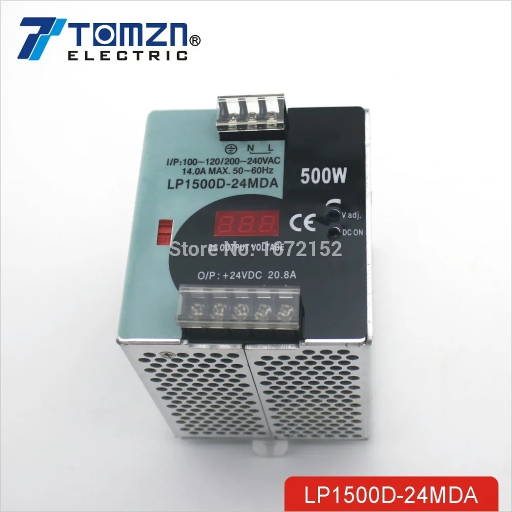 

500W 24V 20.8A Mini size Din Rail Single Output Switching power supply with voltmeter voltage display montior 100-240V input
