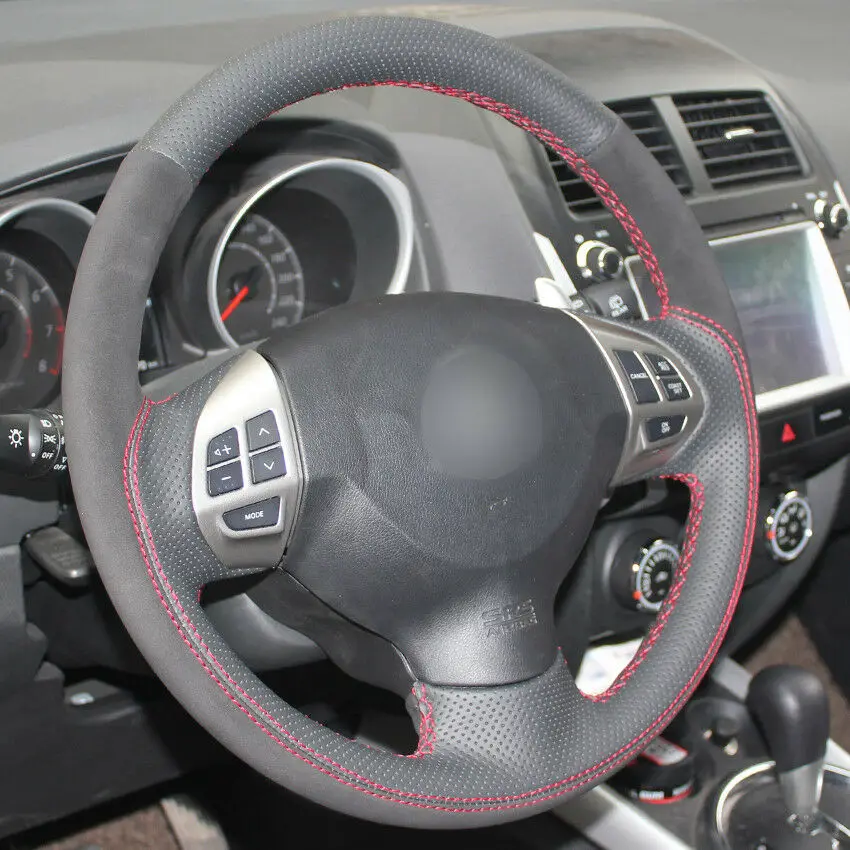 Верхнее микроволокно + замшевое кожаное рулевое колесо ручная строчка для Mitsubishi