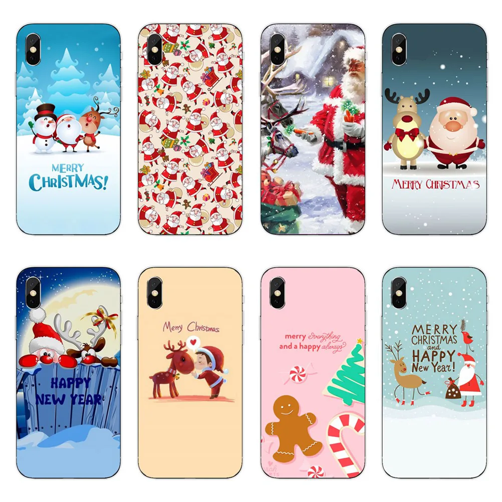 Silicone Case For iPhone 7 Plus 6 6S 8 5 5S SE Soft TPU Cover Merry Christmas Coque X 5.8 |