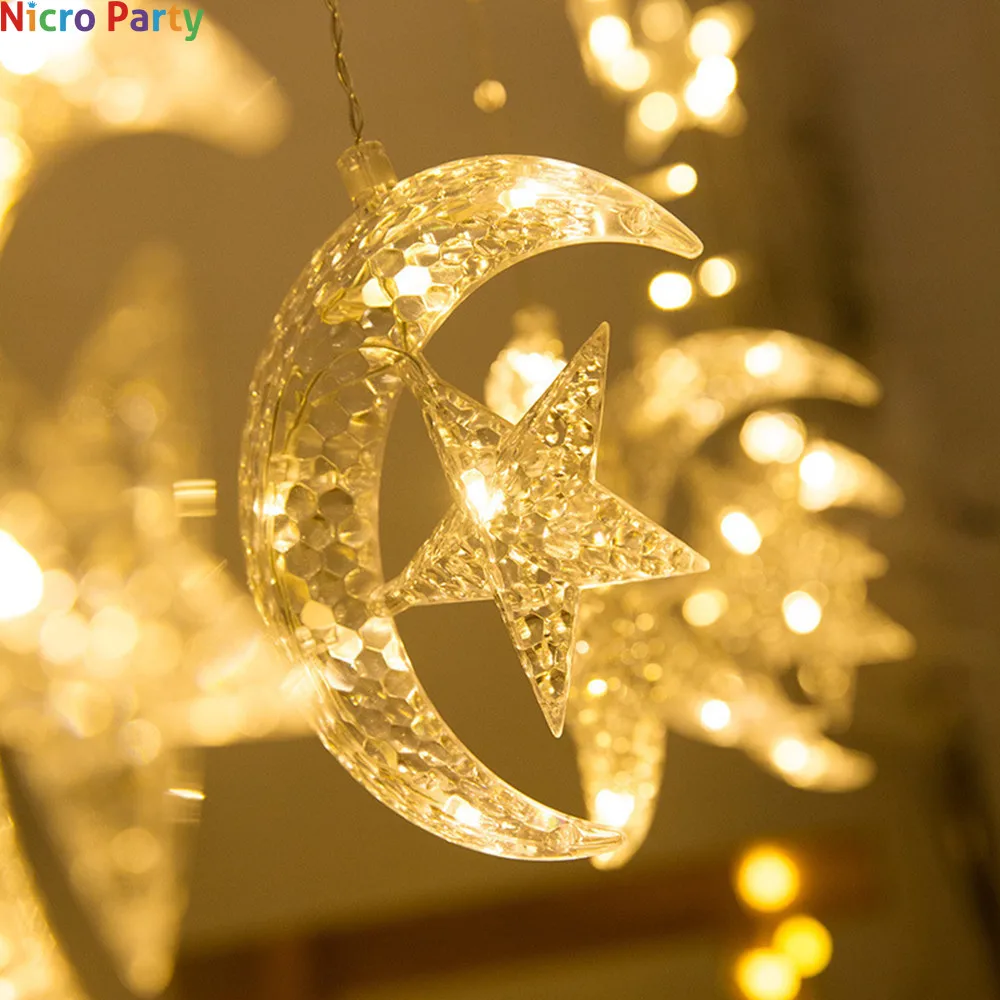 Рождественская гирлянда Nicro Moon Star светодиодный светильник s украшения на Рамадан