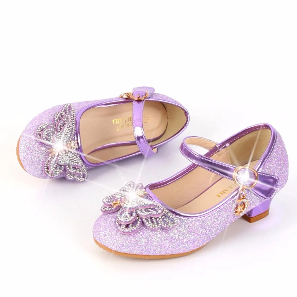 

Little Girls Ballerina Crystal Butterfly Low Heels Wedding Dress Party Dance Shoes