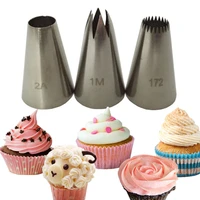 3pcs set 1m 2a cream cake icing piping russian nozzles tips pastry tool cake decorating tip flower cake making stainless steel