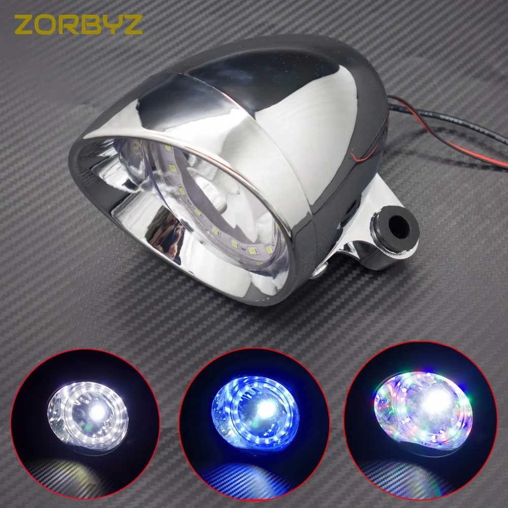 ZORBYZ мотоциклетные хромированные СВЕТОДИОДНЫЕ пулевидные фары противотуманные с