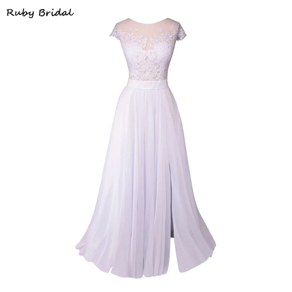 Ruby Bridal 2017 очаровательные длинные свадебные платья трапециевидной формы белое