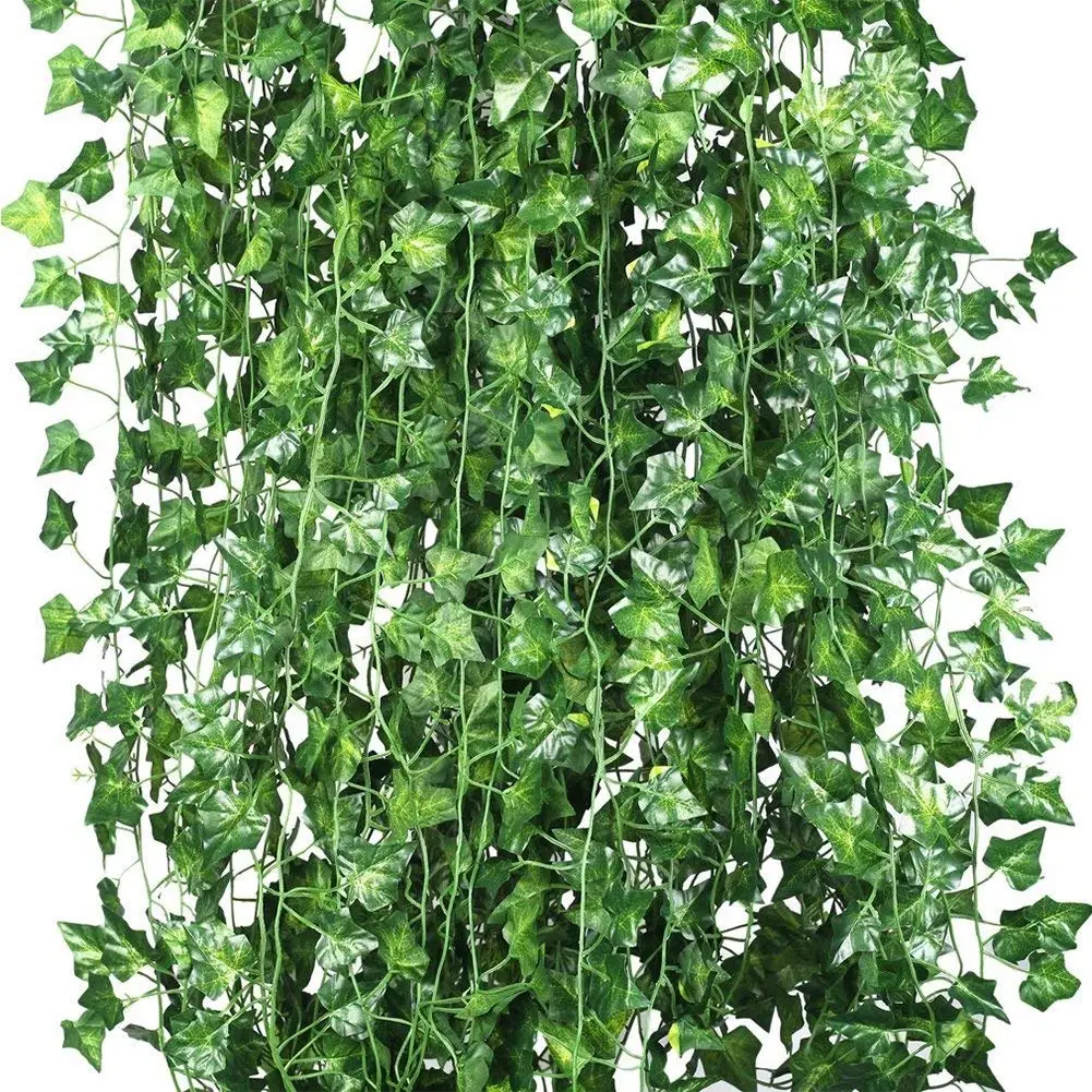 Green Лидер продаж, 12 x искусственные растения из лозы, искусственные цветы, плюща, подвесная гирлянда для свадебной вечеринки, дома, бара, сада, стены, decoratio - Цвет: Green
