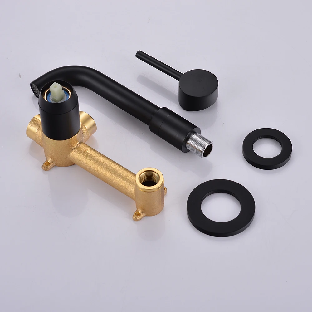 

Wall Mounted Contemporary Bathroom Accessories Solid Brass Black Faucet Bathroom Sink Faucet Cocina Bathroom Faucet Chrome