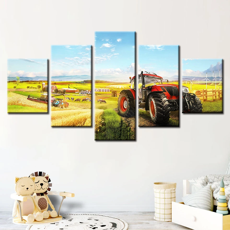 Wall Art Модульная картина плакат комбайн пейзаж печать на холсте повесить