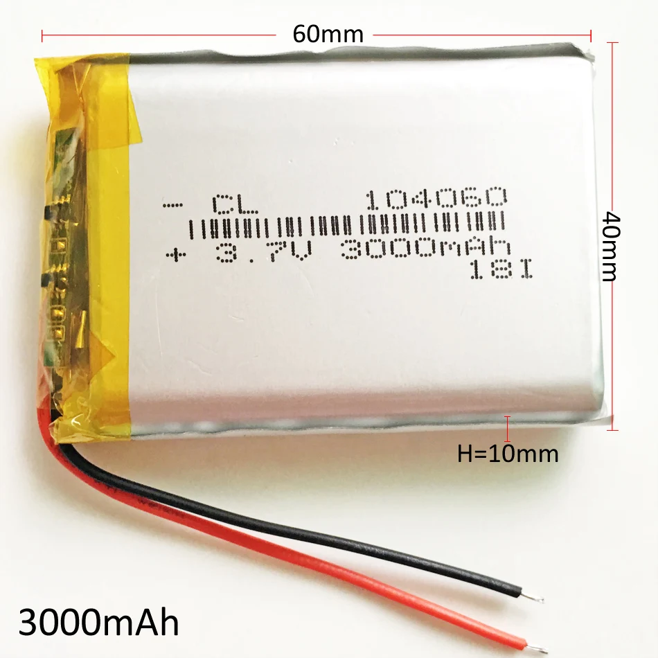 Литий-полимерная аккумуляторная батарея 3 7 в 3000 мАч 104060 для GPS PSP DVD E-Book Tablet PC power bank