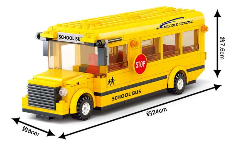 Модель Sluban строительные наборы совместимы с lege city School bus 3D блоки обучающая модель