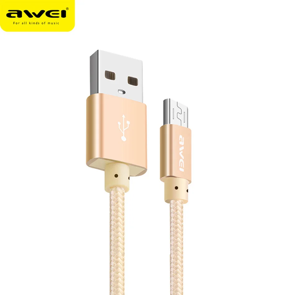 Оригинальные новые AWEI CL 10 Micro USB кабель 3A Mini nylon плетеный передачи синхронизации