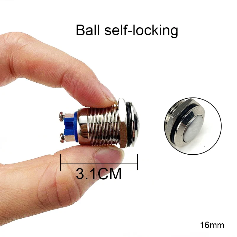 Ball Self-locking 16 мм IP67 металлическая нажимная Водонепроницаемая кнопка переключателя моментальная Перезагрузка Блокировка с фиксацией Нет высокой/плоской/мгновенной круглой формы - Цвет: Ball Self-locking