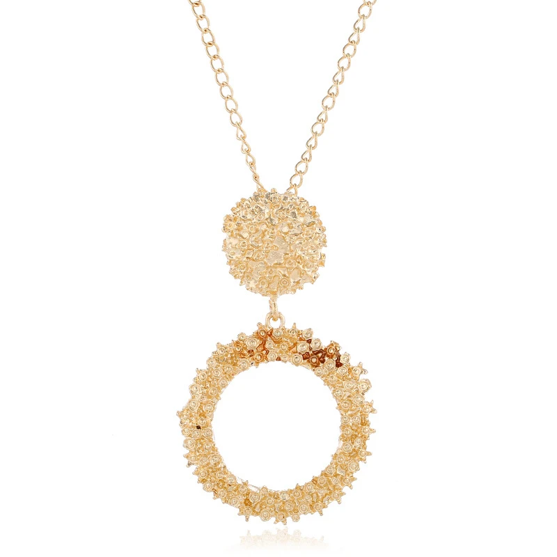 Q028gold Хит, модное простое ожерелье с подвеской в виде геометрических фигур для женщин, длинное ожерелье с металлическим сердцем золотого цвета, колье для женщин - Окраска металла: Q028gold