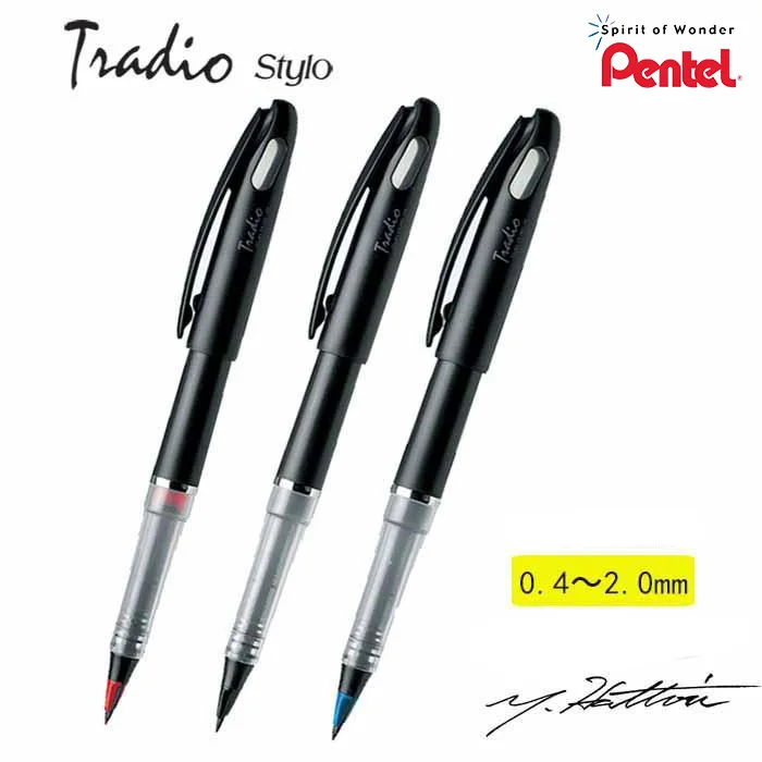 

Гелевая ручка Pentel Tradio эскизная ручка унисекс, 0,7-2,0 мм, Быстросохнущий гибкий наконечник, черный/синий/красный цвета для рисования TRJ50