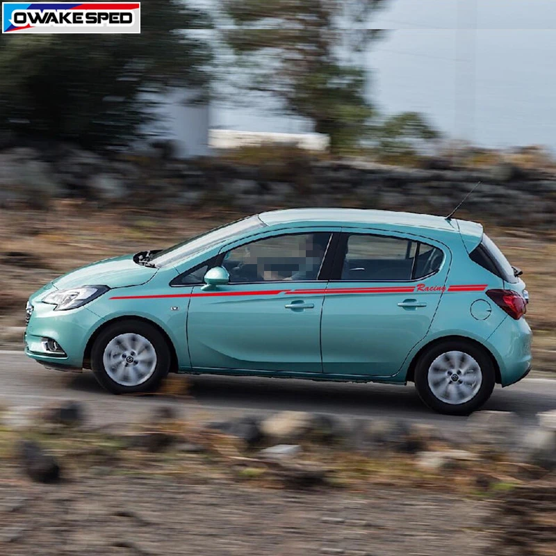 Гоночные спортивные линии талии полосы для Opel Corsa 3-5 дверей автомобиля Стайлинг кузова Декор Стикеры Авто аксессуары защита виниловая наклейка
