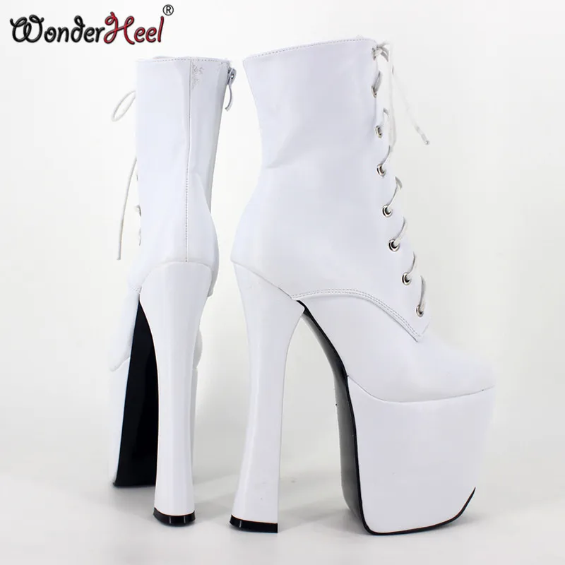 Wonderheel/Популярные пикантные сапоги до середины икры на массивном каблуке 20 см, на очень высоком каблуке 9 см, на платформе, большие размеры 46