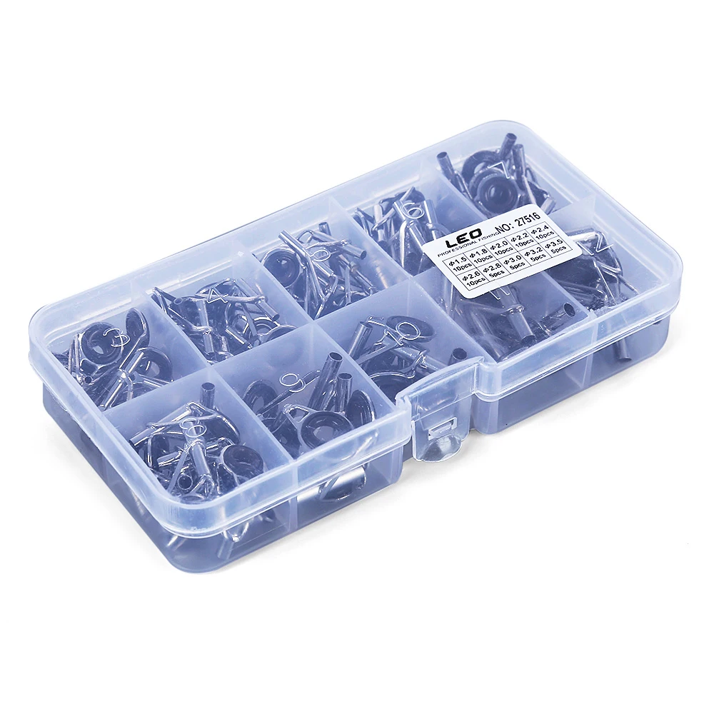 LEO 80pcs Fishing Rod Guide Tip Repair Accessory Stainless Steel Frame Eye Ring with Box | Спорт и развлечения