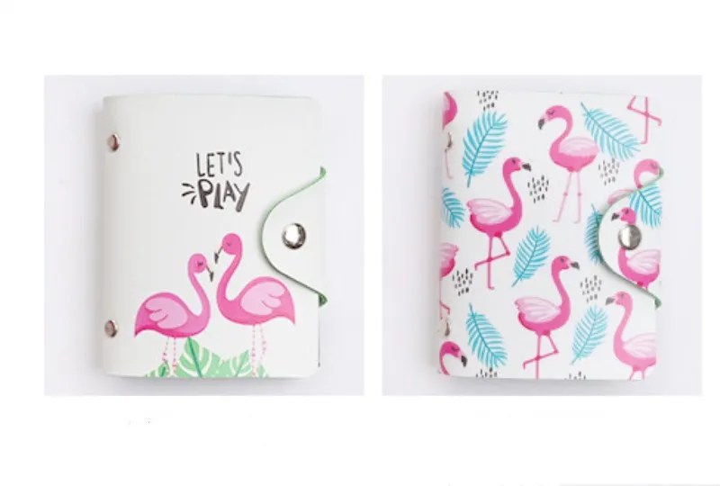 1 Pc Car Storage Mini Card Holder Women Organizer Flamingo Photo Postcard Birthday Gift Message Letter Credit Passport Bags | Автомобили и