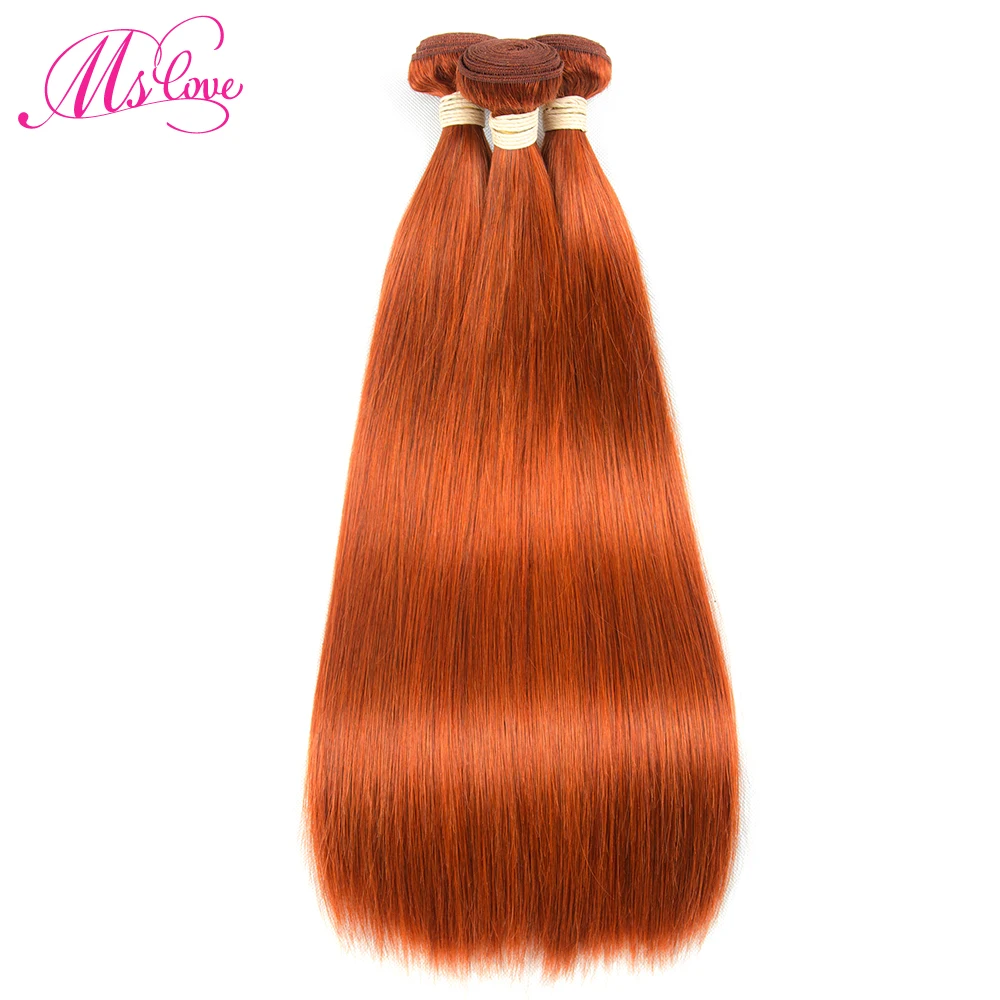 MS Love Pre colored#350 Orange P4/27 бразильские прямые человеческие волосы пряди 1 шт. не Реми человеческие волосы для наращивания 100 г